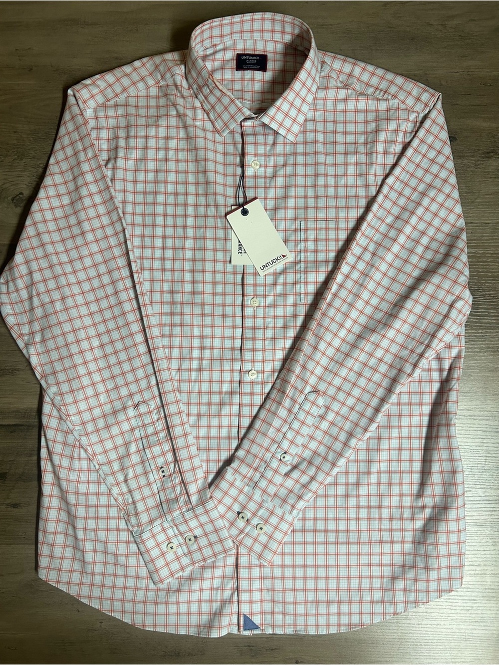 Untuckit Men’s Orange Check Long-Sleeve Button-Down Shirt